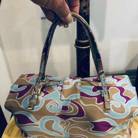 FENDI SATCHEL LARGE SWIRL FABRIC FANTASTIC PREOWNED CONDITION, BLUE DUSTBAG TOO - Picture 8 of 13